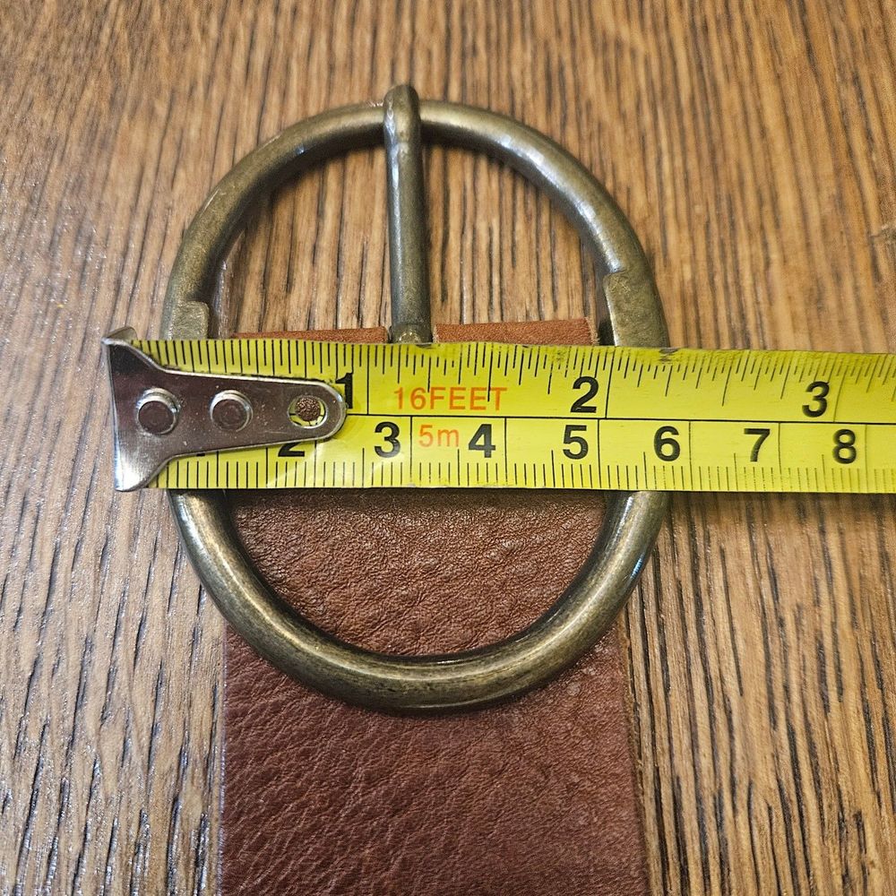 Club Monaco Men's Wide Brown Leather Belt Medium 32-34" - Picture 6 of 7